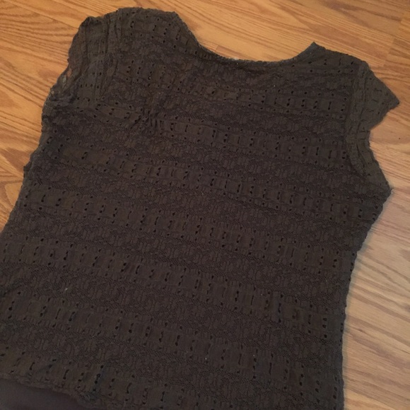 Brown Lace Cap Sleeve Tank Top - Picture 10 of 13